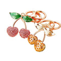 Jeweled Double Cherry Keychains in Red Pink Green and Assorted Colors view 5