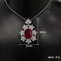 Red Cushion-Cut Floral Pendant Necklace on a Silver-Tone Chain view 5