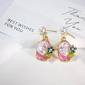 Gold Enamel Floral Pearl Drop Earrings Irregular 9 Styles view 11