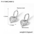 Hammered Heart Drop Huggie Earrings Gold Steel Styles view 7