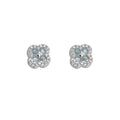 Silver Tone Light Blue Clover Pave Halo Stud Earrings view 5