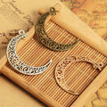 Large Filigree Crescent Moon Metal Charm in Four Finishes view 1