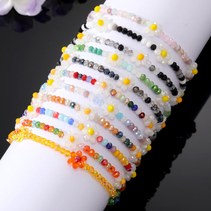Colorful Faceted Bead Daisy Stretch Bracelets in Eleven Designs
