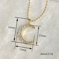Gold Tone Crescent Moon Pendant Necklace with Clear Stones view 4