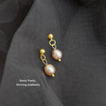 Gold Ball Stud Pink Baroque Pearl Dangle Drop Earrings view 4