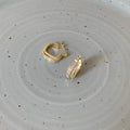 Gold Tone Square Crystal Huggie Hoop Statement Earrings view 3