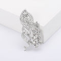 Slender Crystal Leaf Spray Brooch With Tiny Flower Accent view 3