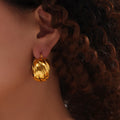 Gold Twisted Braided Wide Hoop Earrings Titanium Steel Clip view 4