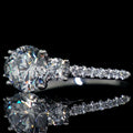 Silver Three Stone Clear Round CZ Pave Band Ring Metal view 2