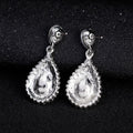 Black Silver Tone Teardrop Crystal Halo Crystal Metal Dangle Earrings view 4