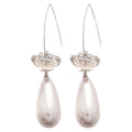 White Floral Pearl Teardrop Hook Earrings Fashion Jewelry view 5