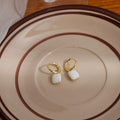 Gold Huggie Hoop Earrings Enamel Heart Square Charm Drop view 4