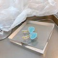 Pink Crystal Heart Drop Earrings Gold Baguette Bar Posts view 4