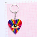 Rainbow Heart Evil Eye Acrylic Keychain 2 Color Styles view 4