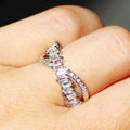 Crisscross Baguette Clear CZ Ring Gold Rose White Alloy view 2