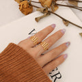 U-Wave Open Adjustable Ring Gold Steel Size 7 Metal view 4