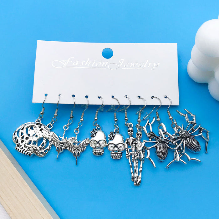 Skull, Moth, Skeleton, Spider, Butterfly And Pink Ribbon Dangle Earring Sets