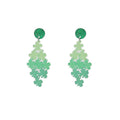 Green Glitter Clover Acrylic Ombre Cluster Drop Earrings view 5