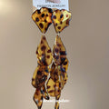 Leopard Print Petal Statement Drop Earrings in Warm Brown Tones view 4