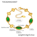 Gold Heart Link Marquise Czech Glass Bracelet Colors view 6