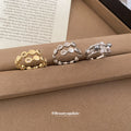 Gold Disc Open Ring And Silver Pearl Crystal Multi Band view 4