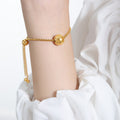 Gold Box Chain Sliding Sphere Necklace Bracelet Earrings view 6