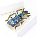 Enamel Rhinestone Beetle Brooch Gold Tone Four Color Pin view 3