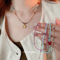 Pearl Long Tassel or Blue Pink Seed Bead Necklace Styles view 1