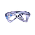 Silver Tone Mom Infinity Ring With Blue Heart Stone view 5