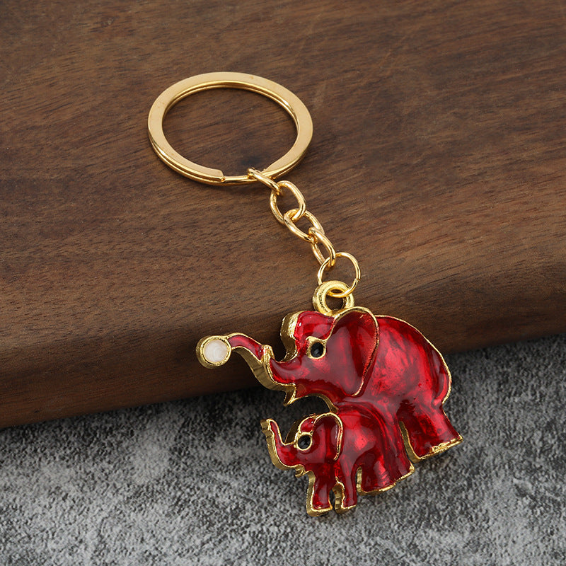 3D Elephant Enamel Metal Keychain for Car Keys and Bag Pendant
