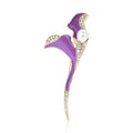 Enamel Calla Lily Brooch Pearl Rhinestone Green Purple view 5