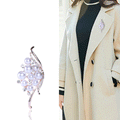 Delicate Crystal Leaf Brooch in Pale Pink or Clear view 2