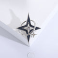 Geometric Four Point Star Brooch in Black and Gold view 6