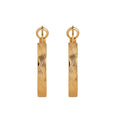Textured Rectangular Metal Hoop Earrings in Polished Gold Tone view 5