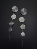 Textured Disc Long Drop Earrings in Five Metallic Colors view 8