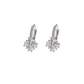 Silver Tone Clear Stone Square Starburst Huggie Hoop Earrings view 5