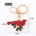 Rhinestone Cardinal Holly Keychain Gold Clasp Three Colors view 2
