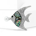 Silver Tone Tropical Fish Brooch with Shell Inlay and Pearl view 2