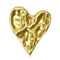Hammered Irregular Heart Brooch with Polished Metal Finish view 1