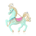 Enamel Carousel Horse Brooch in 3 Color Styles Metal Pin view 2