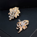 Silver Tone Crystal Floral Assortment Crystal Two Designs Metal Brooch Pin view 2