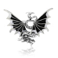 Winged Enamel Dragon Brooch with Polished Metal and Decorative Accents view 1
