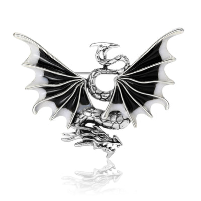 Winged Enamel Dragon Brooch front view