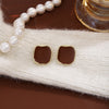 Brown Square Studs