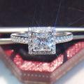 Square Halo Crystal Ring with Split Pavé Silver Tone Band view 1
