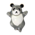 Enamel Panda Brooch Raised Arms White Grey Animal Pin view 1