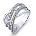 Silver Tone Multi Band Crisscross Clear Stone Ring Sizes 6-10 view 1