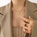 Body Figure Pendant Necklace Square Relief Gold Or Steel view 4