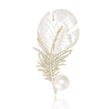 Shell Look Leaf Brooch with Pearl and Crystal Accents view 5