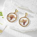 Irregular Gold Frame Dried Flower Resin Earrings Heart Posts view 6